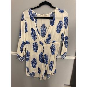 flowy white & blue romper